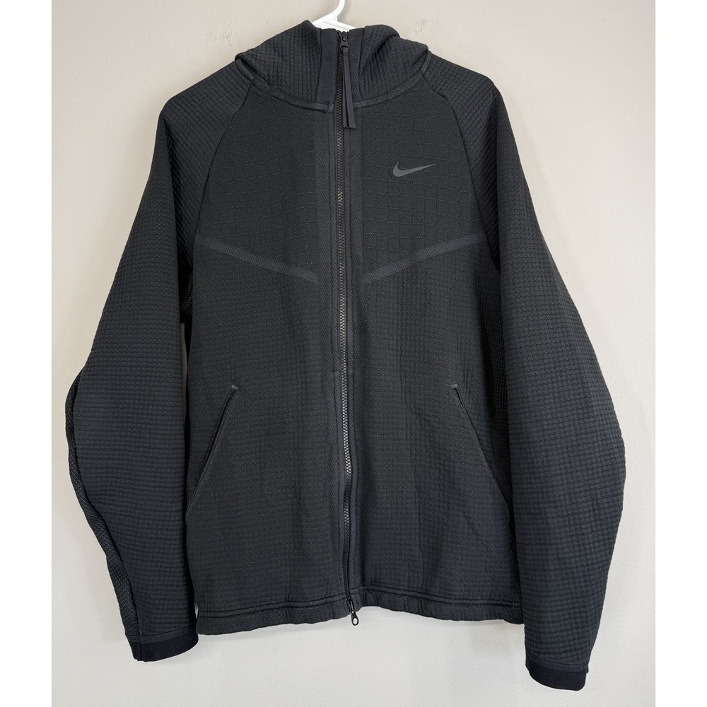 Nike Sportswear Tech Pack Hoodie Men's Small Full Zip Textured Knit Fleece Black